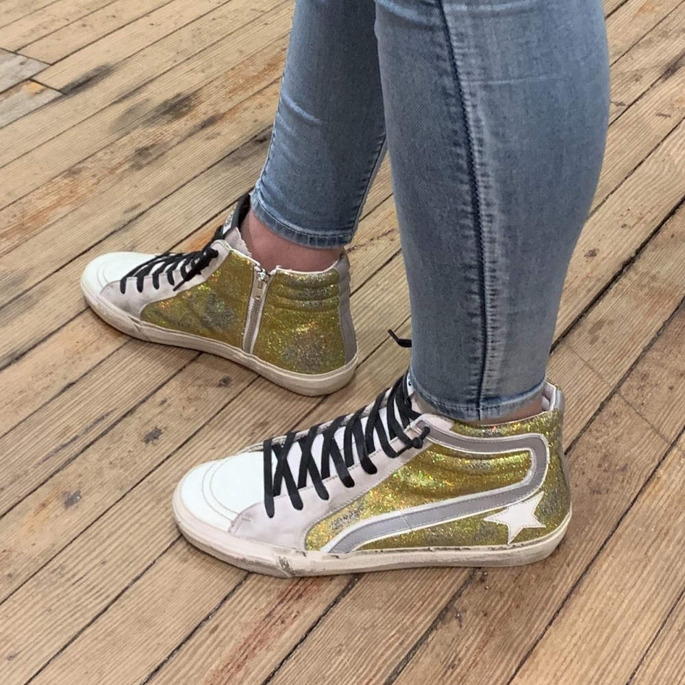Gold Glitter High Top Golden Goose
